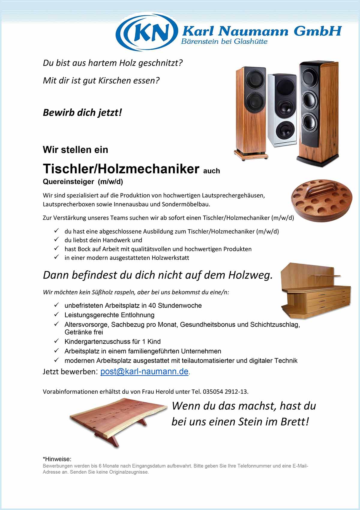 Freie Stellen bei der Karl Naumann GmbH