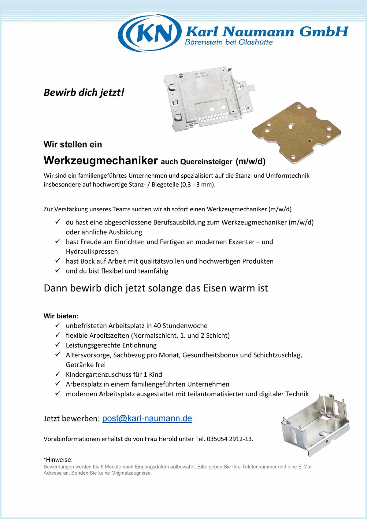 Freie Stellen bei der Karl Naumann GmbH